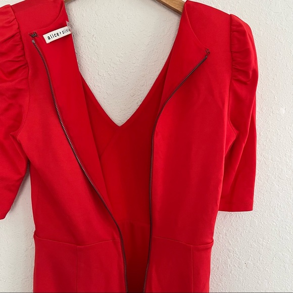 ALICE + OLIVIA JUDY RUCHED RED MINI DRESS SIZE 2 - Picture 6 of 7